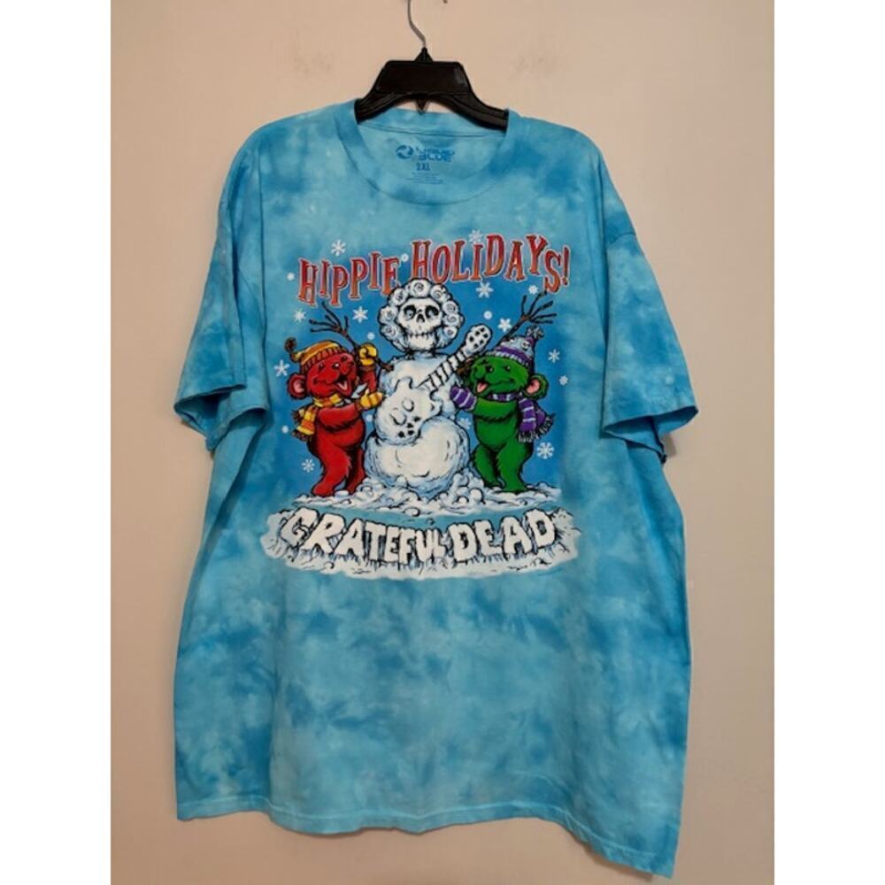 Grateful Dead Hippie Holidays Tie-Dye T-Shirt Dancing Bears Mens 2XL Holiday